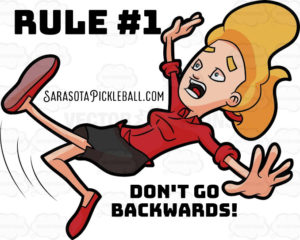 image of woman falling backwards and the rule 1 don't go backwards