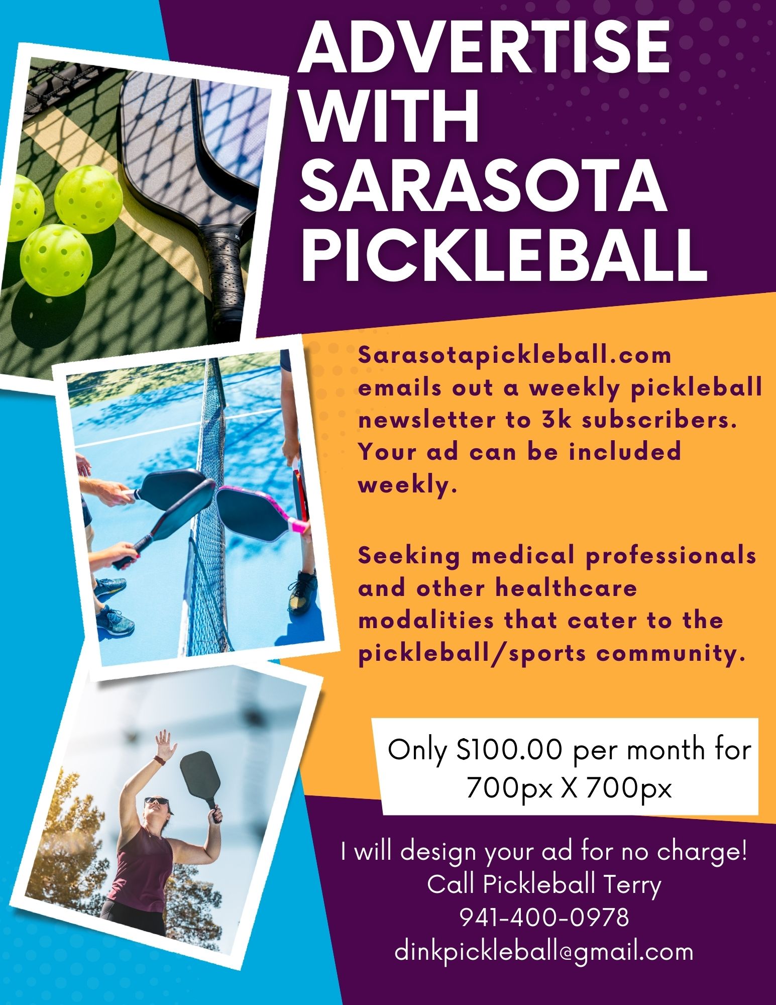 advertising flyer for sarasota pickleball