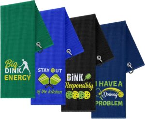  4 Pieces Funny Dinkball Towels Microfiber Cotton Athletic Towels