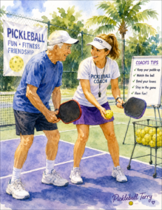 An image of a man taking pickleball lessons for Sarasota Pickleball